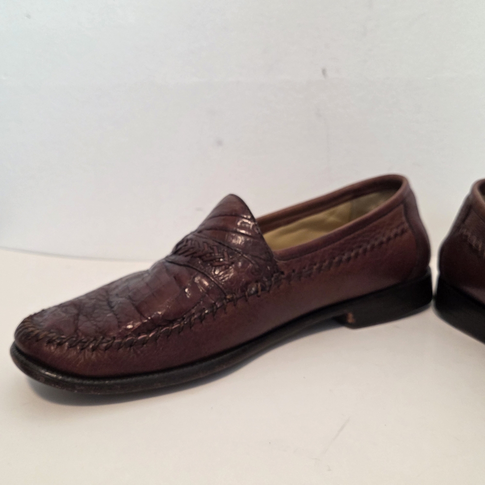 Genuine Caiman Alligator Imperial Loafers Brown Florsheim Imperial Mens Sz 38D - Picture 12 of 16